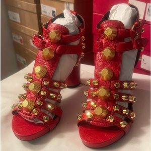 Balenciaga red gladiator sandals